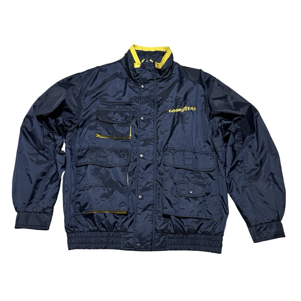 Vintage Swingster Goodyear Racing Windbreaker Multi Pocket Jacket Size L 25 x 29